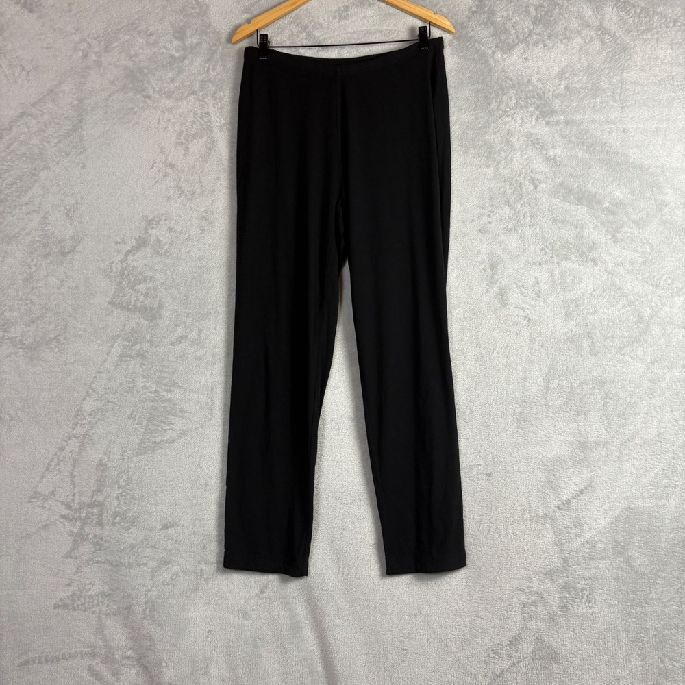 J. Jill Black Stretch Rayon Knit Straight Leg Elastic Waist Pants‎ Women Size M